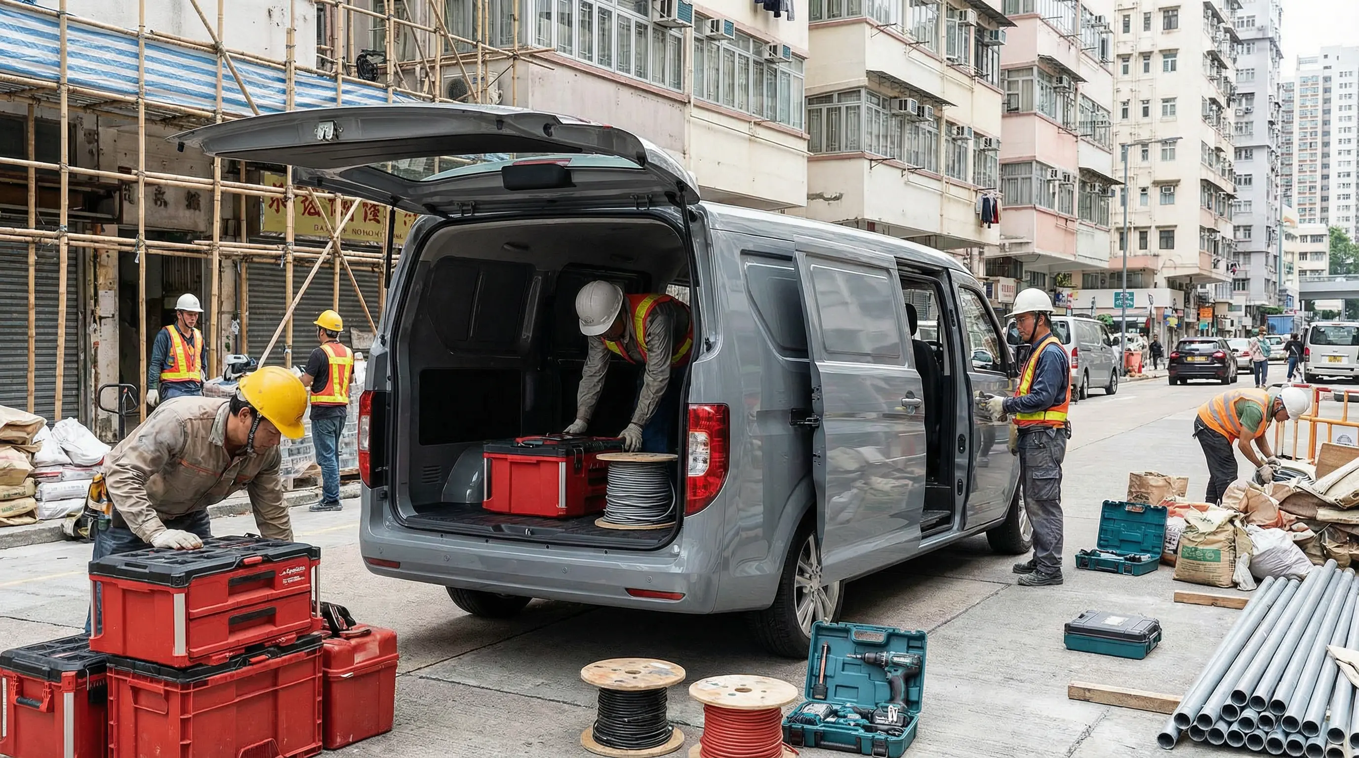 V7 EV construction site work
